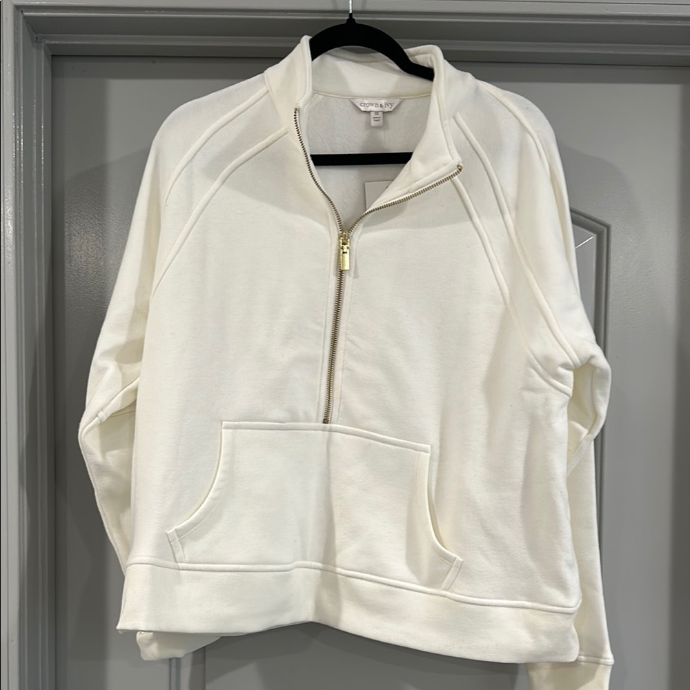Crown & Ivy Cream Zip-Up Jacket